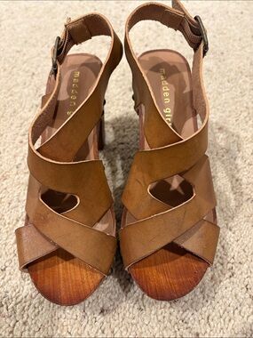 Madden Girl Tan Crisscross Wedge Sandals